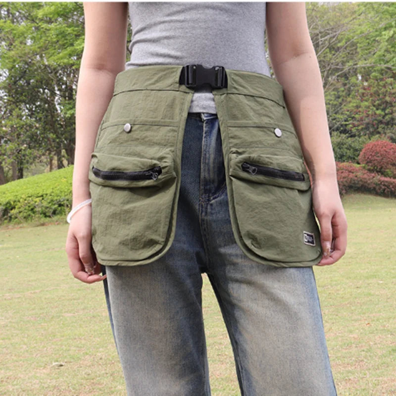 Waterproof Multi-pocket Half Apron Makeup Artist Hairdresser Outdoor Running Waist Apron