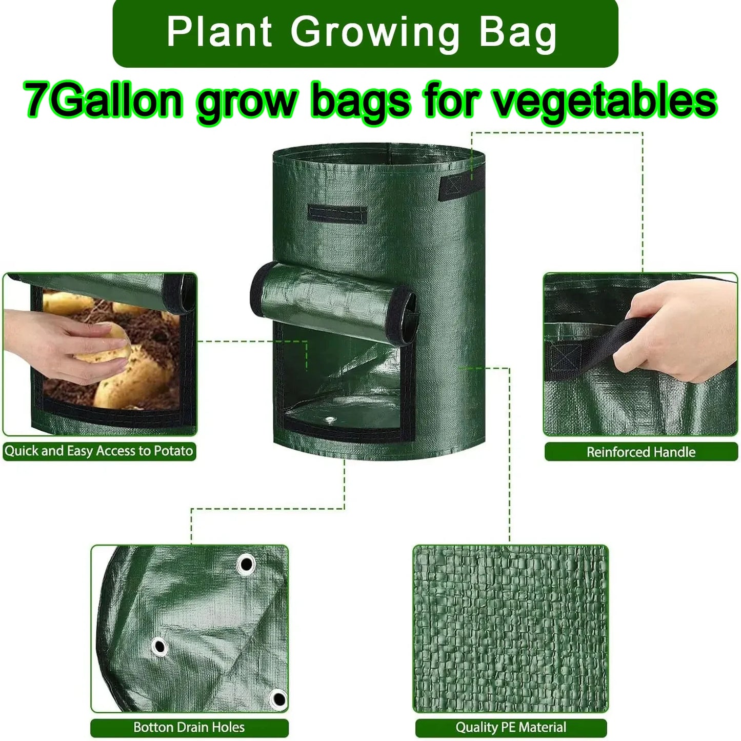 50PCS 7 Gallon Grow Bags for Vegetables Plants with Handles Pots for Plants Form for Garden Flower Pots for Outdoor &Living Room
