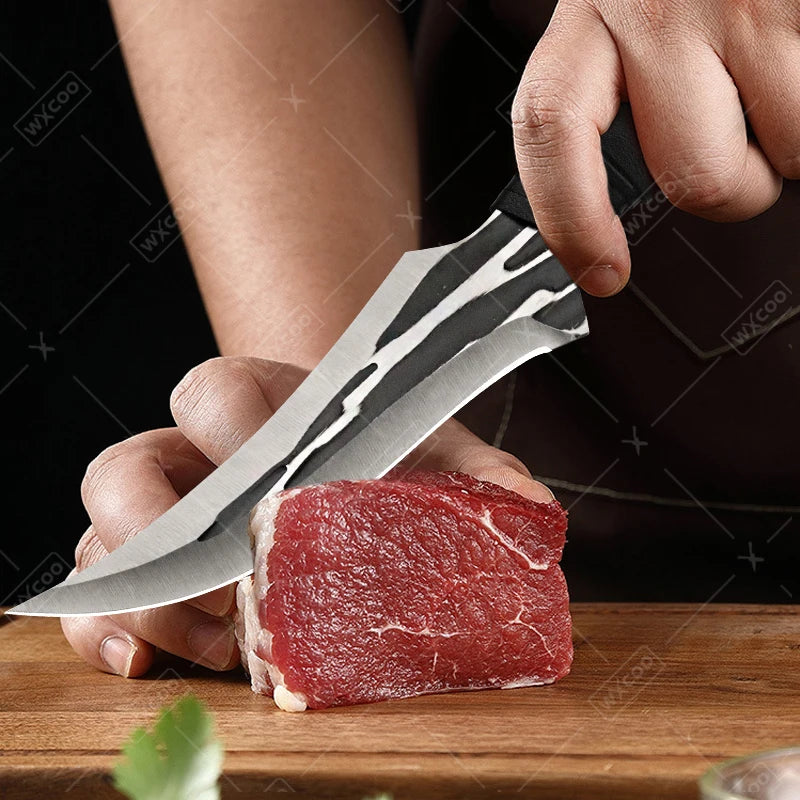 WXCOO Kitchen Knife Hand-Forged Butcher Cleaver BBQ Knife Stainless Steel Boning Knife Fruit Paring Cooking Kitchen Accessories