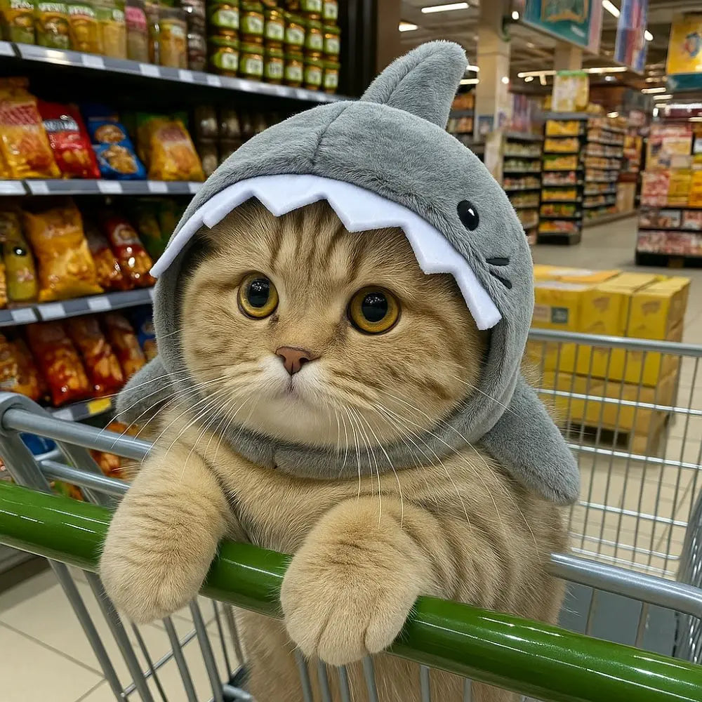 Funny Adjustable Cat Shark Headdress Warm Soft Cat Decorative Hat Cute Cartoon Cat Warm Hat Cosplay Party