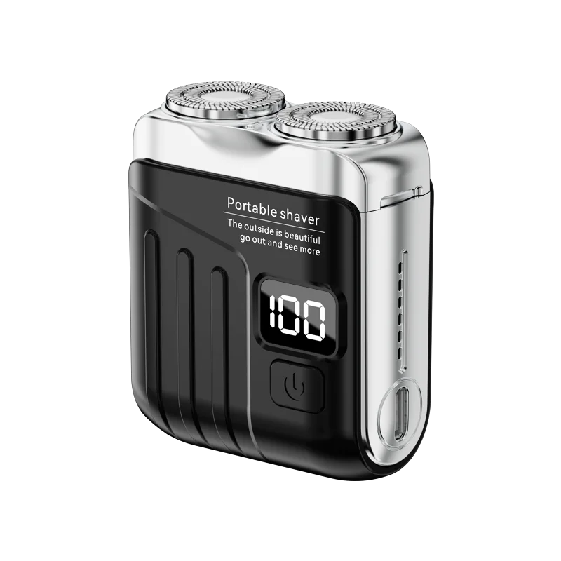 Mini Portable Electric Shaver for Men, USB Rechargeable Dual Blades Beard Trimmer, Wet & Dry Use Face Razor for Home Travel