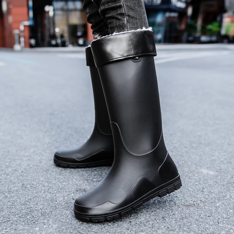 German Style Thickened Long High-Tube Rain Boots Men's Anti-Slip Outdoor Camping Fishing Snake Bite Proof Water Shoes