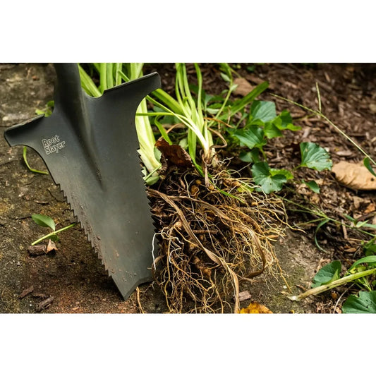 Heavy Duty Garden Shovel with Serrated Steel Blade for Digging and Cutting Roots