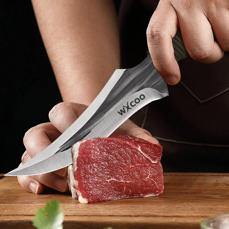 WXCOO Kitchen Knife Hand-Forged Butcher Cleaver BBQ Knife Stainless Steel Boning Knife Fruit Paring Cooking Kitchen Accessories