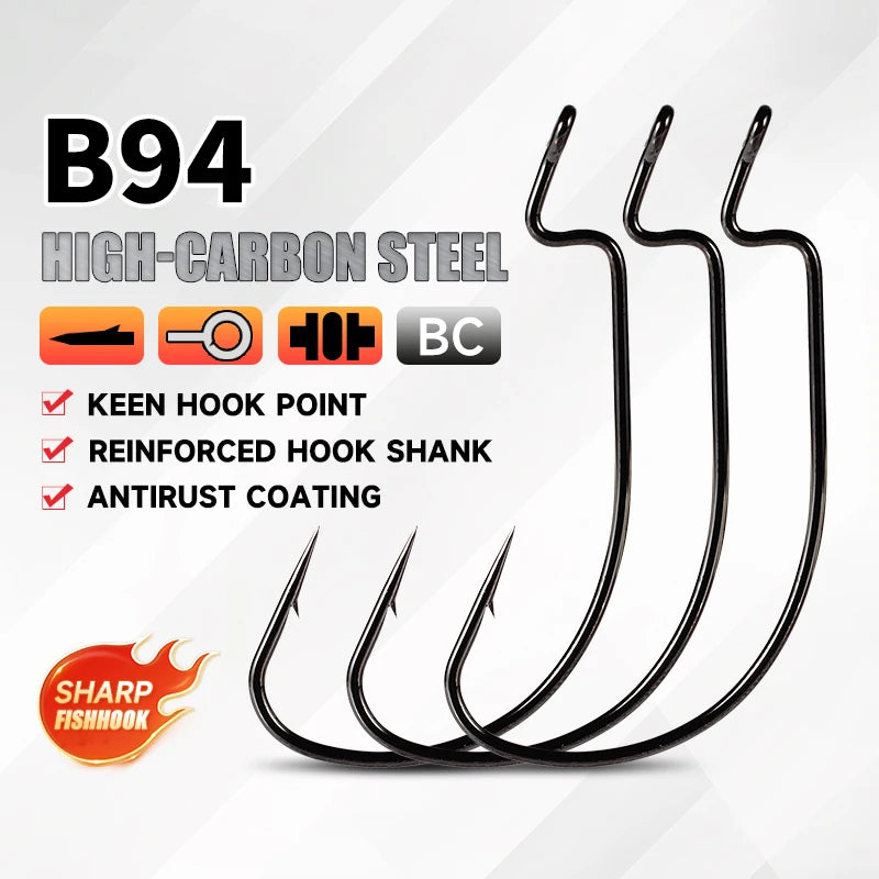 Supercontinent 10pcsB94Fishing hook Offset 6# - 3/0# crank hook for soft worm bait fishhook crankbait fishing tackle accessories