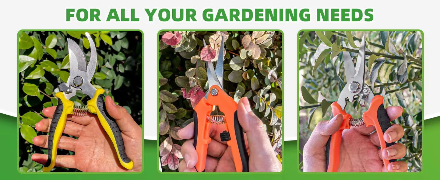 3PCS Gardening Scissors Set Ergonomic Non-Slip Handles Safety Lock Pruning Shears Beginner Gardening Set Can Cut Roses and More!
