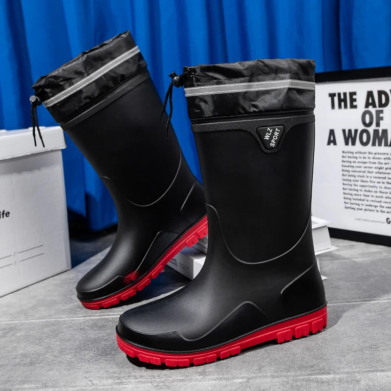 German Style Thickened Long High-Tube Rain Boots Men's Anti-Slip Outdoor Camping Fishing Snake Bite Proof Water Shoes