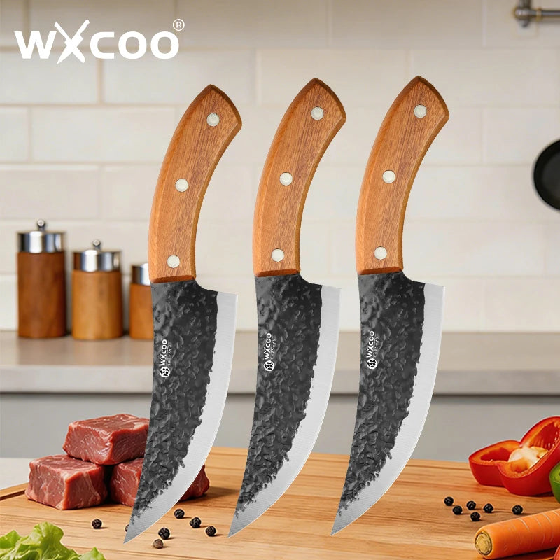 WXCOO Hand Forged Chef Knife Full Tang Butcher Knife Meat Cleaver for Cutting Meat Vegetables Kitchen Cooking Boning Knife