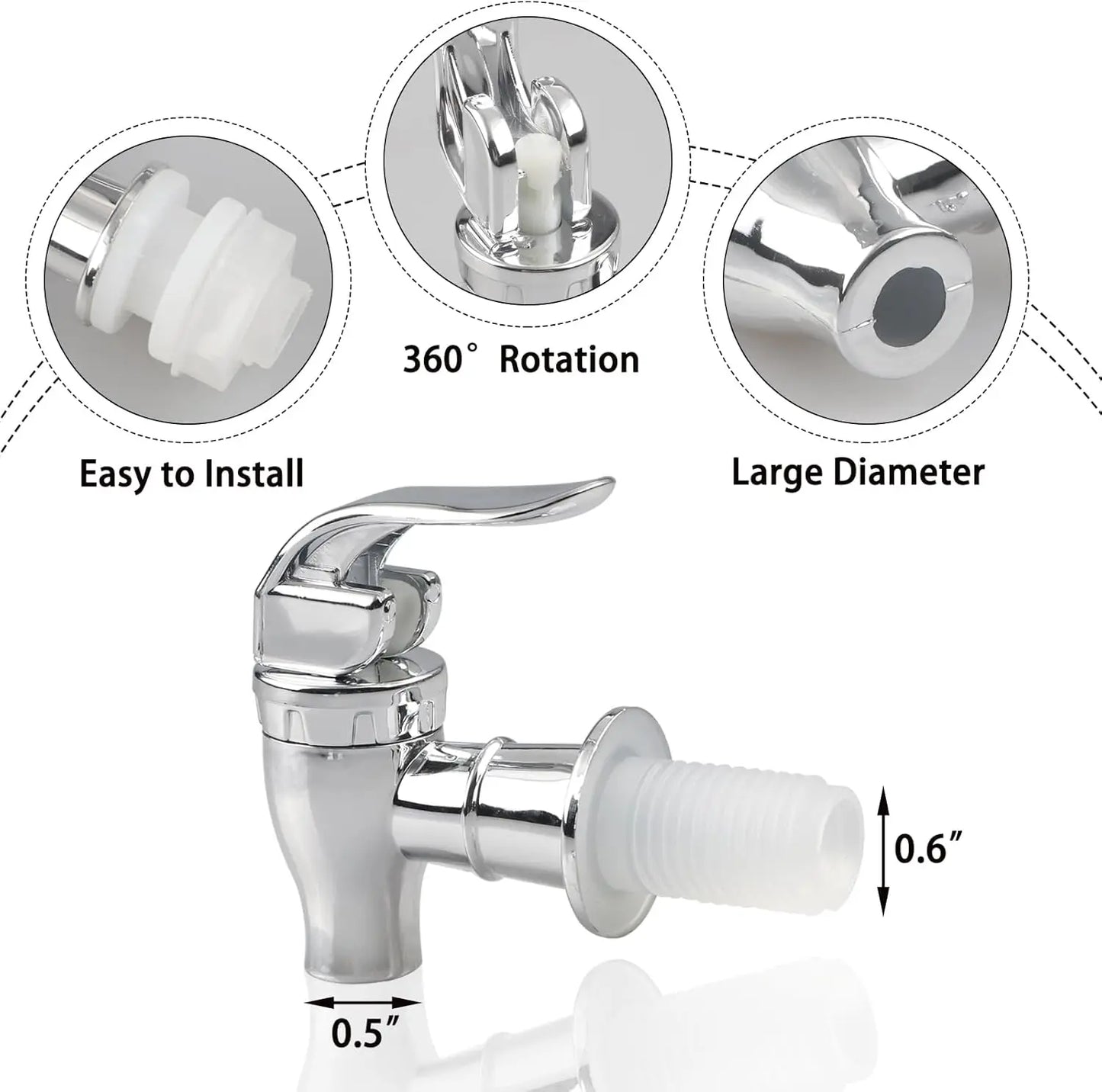 Food Grade Electroplated Plastic Beverage Faucet Cans Juice Dispenser Containers Bucket Tap Switch Valve for Home Bar Use