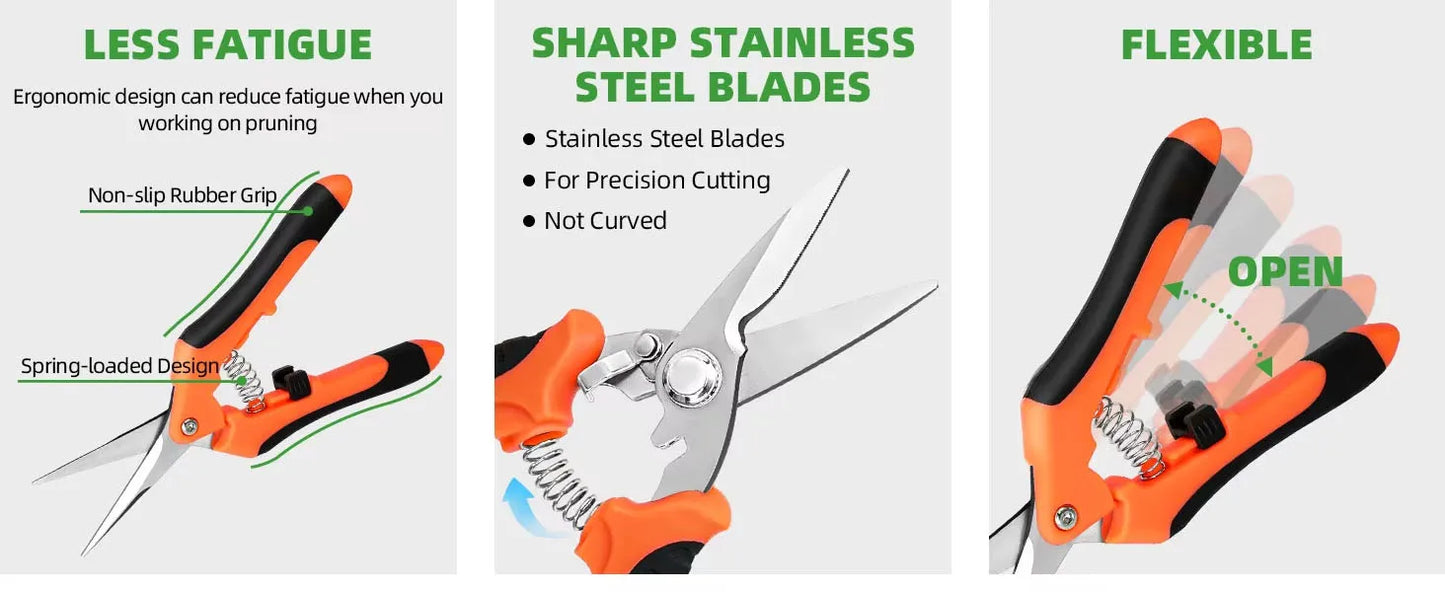 3PCS Gardening Scissors Set Ergonomic Non-Slip Handles Safety Lock Pruning Shears Beginner Gardening Set Can Cut Roses and More!
