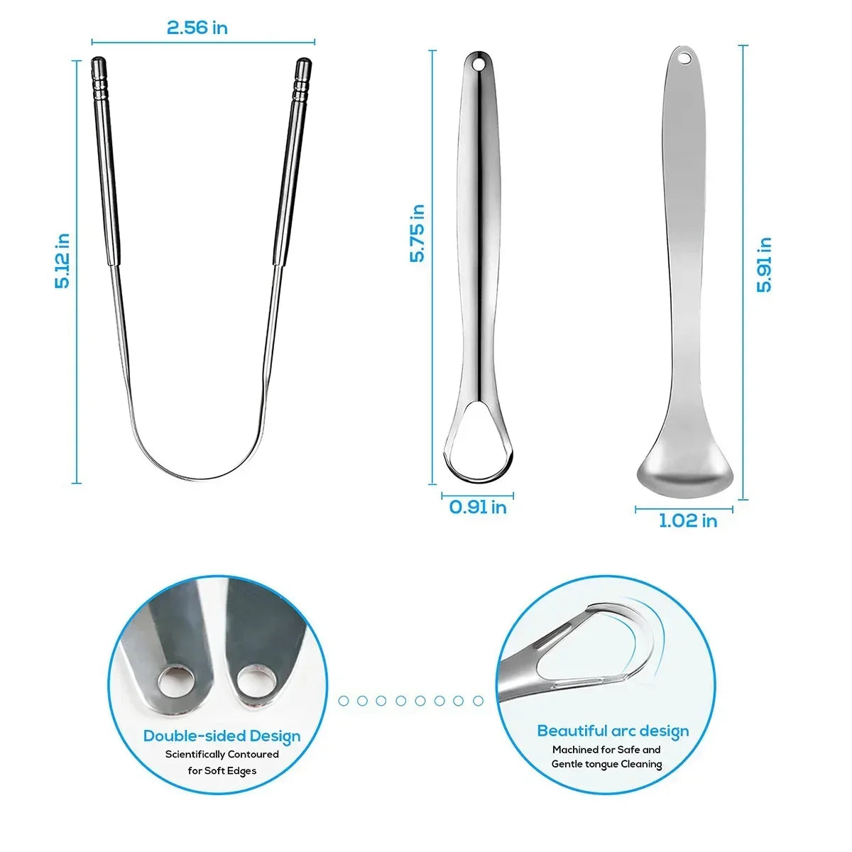 Premium 1pcs/3pcs Metal Tongue Scraper Cleaner for Adults & Kids Portable Stainless Steel Tongue Scrapers Brushes for Removing